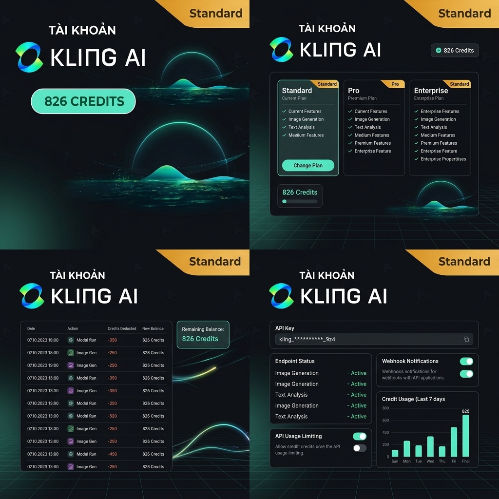 Kling AI Standard (1160 credit) 1 Tháng